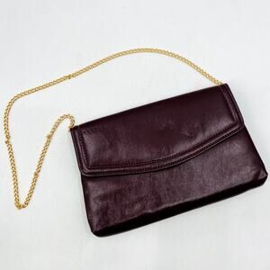 Vintage brown Leather foldover shoulder bag